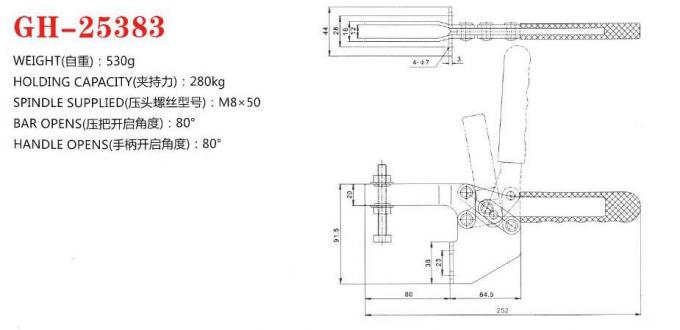 La abrazadera de palanca 25383 de la liberación rápida lamina la característica de montaje lateral de la hoja