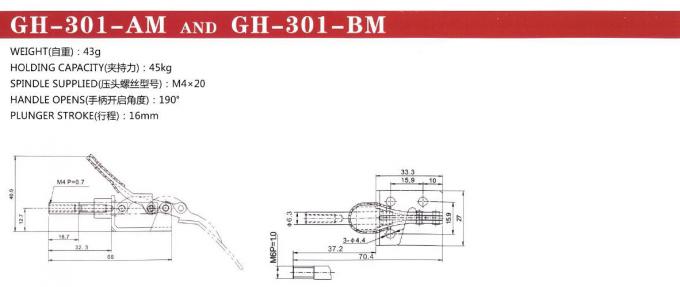 601 la certificación de palanca más pequeña del diámetro de apriete de la abrazadera 301A de Destaco 45kg ISO